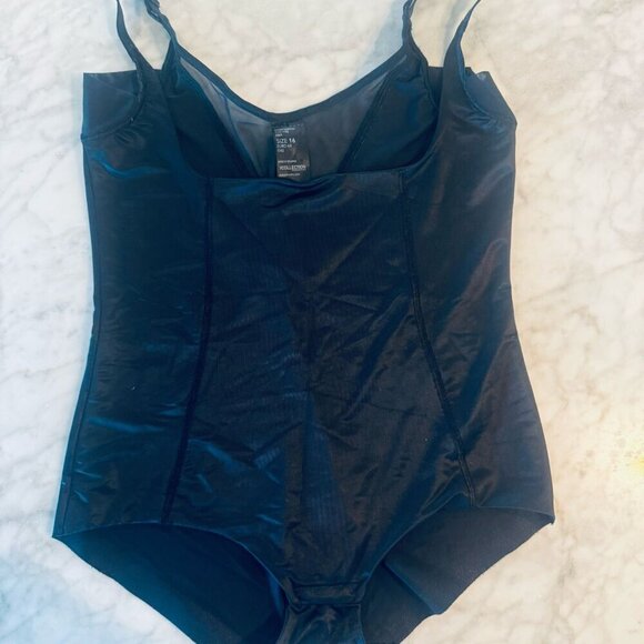 Silky Black Bodysuit – Size UK 16 / US 14 – Mesh Back, One-Time Wear - Picture 3 of 3